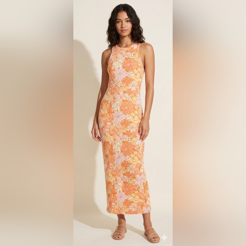 Billabong Peach & Pink Floral Tank Maxi Dress